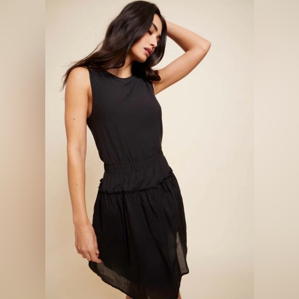 Nation LTD Womens Lexi Combo Black Mini Dress Size Small Tiered Ruffle Casual
